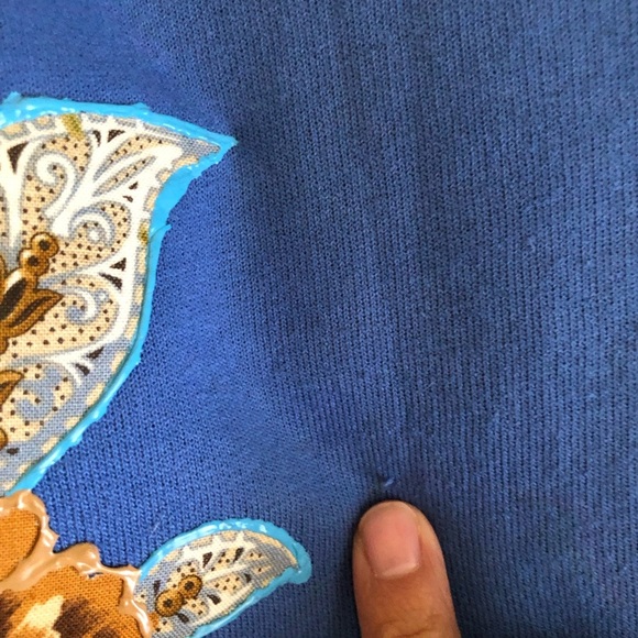 VTG embellished Blue Floral Women's Sweater XL in Mens so more room for women - Picture 4 of 7